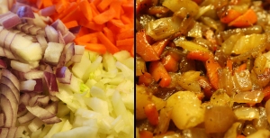 carrots, fennel, onions before and after 